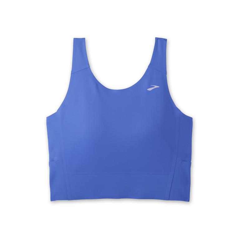 Brooks Womens Run Within Crop Running Tank Top - Bluetiful/Golden Hour (902657-LUJ)